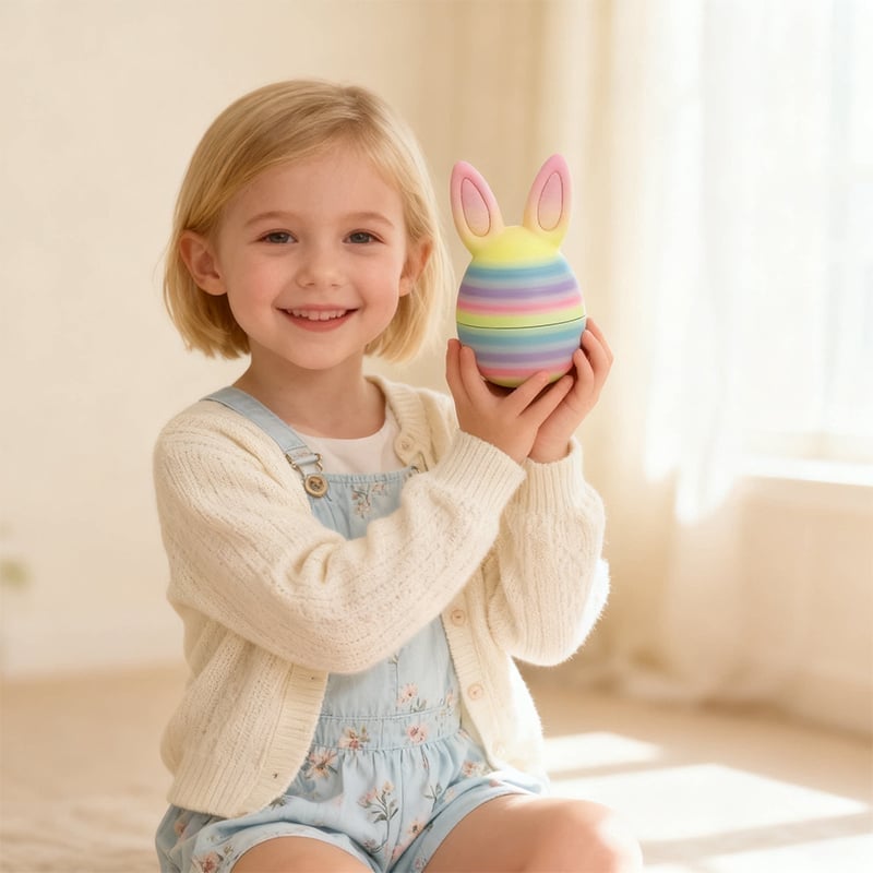 3D Printed Rainbow Bunny Easter Egg Set