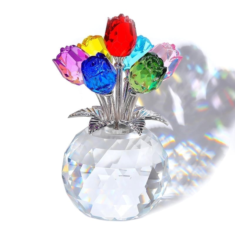 7-Color Crystal Rose Floral Keepsake