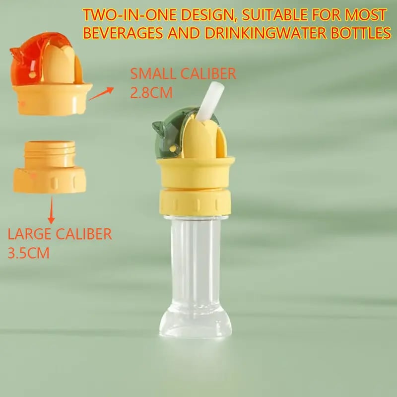 Kids Water Bottle Spout Conversion Cap with Straw