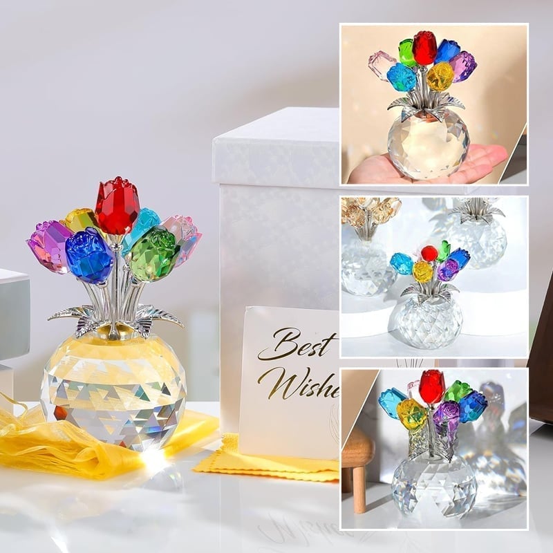 7-Color Crystal Rose Floral Keepsake