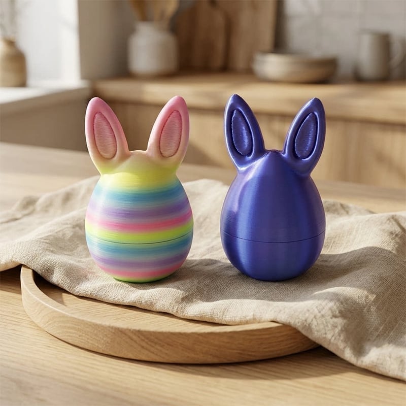 3D Printed Rainbow Bunny Easter Egg Set