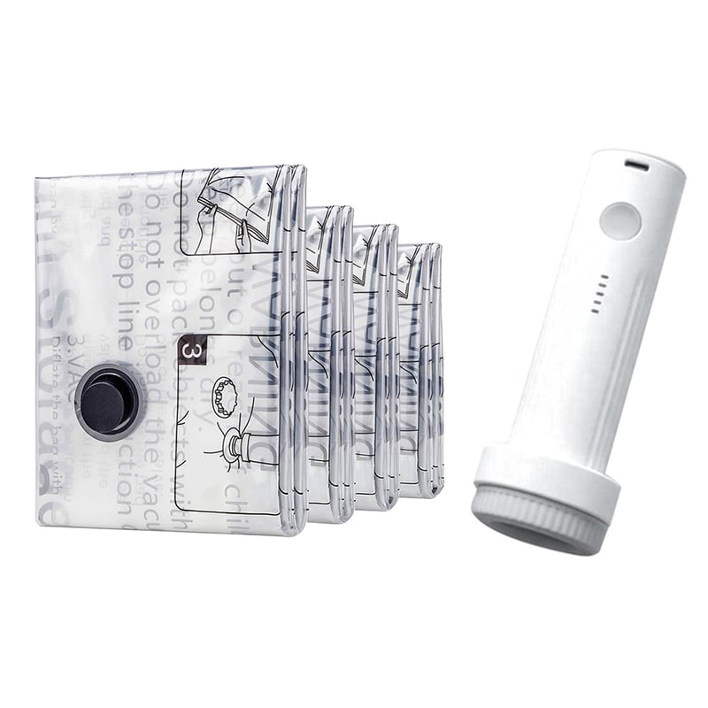 New Cordless Travel Vacuum Bag Set (Rechargeable Pump + 15 Bags)