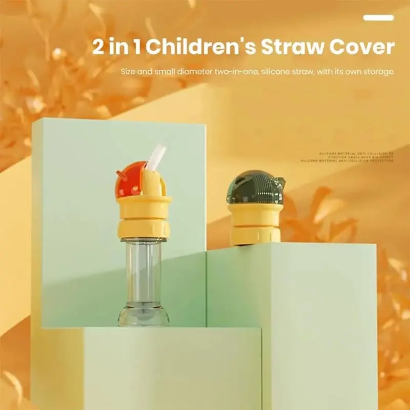 Kids Water Bottle Spout Conversion Cap with Straw