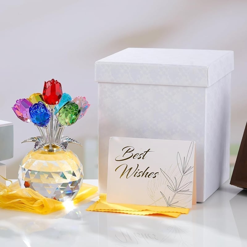 7-Color Crystal Rose Floral Keepsake