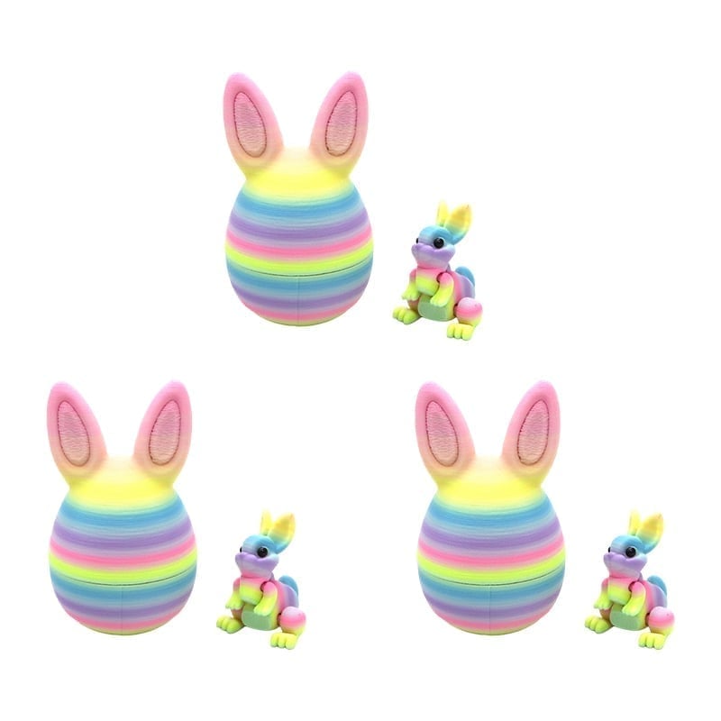 3D Printed Rainbow Bunny Easter Egg Set