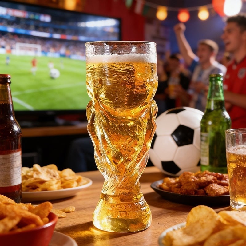Soccer Trophy Style Beer Glass