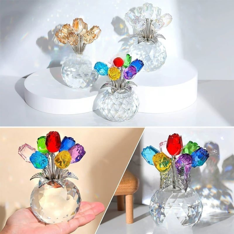 7-Color Crystal Rose Floral Keepsake