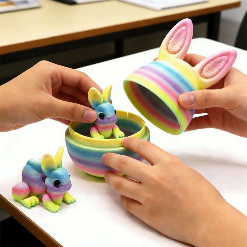3D Printed Rainbow Bunny Easter Egg Set